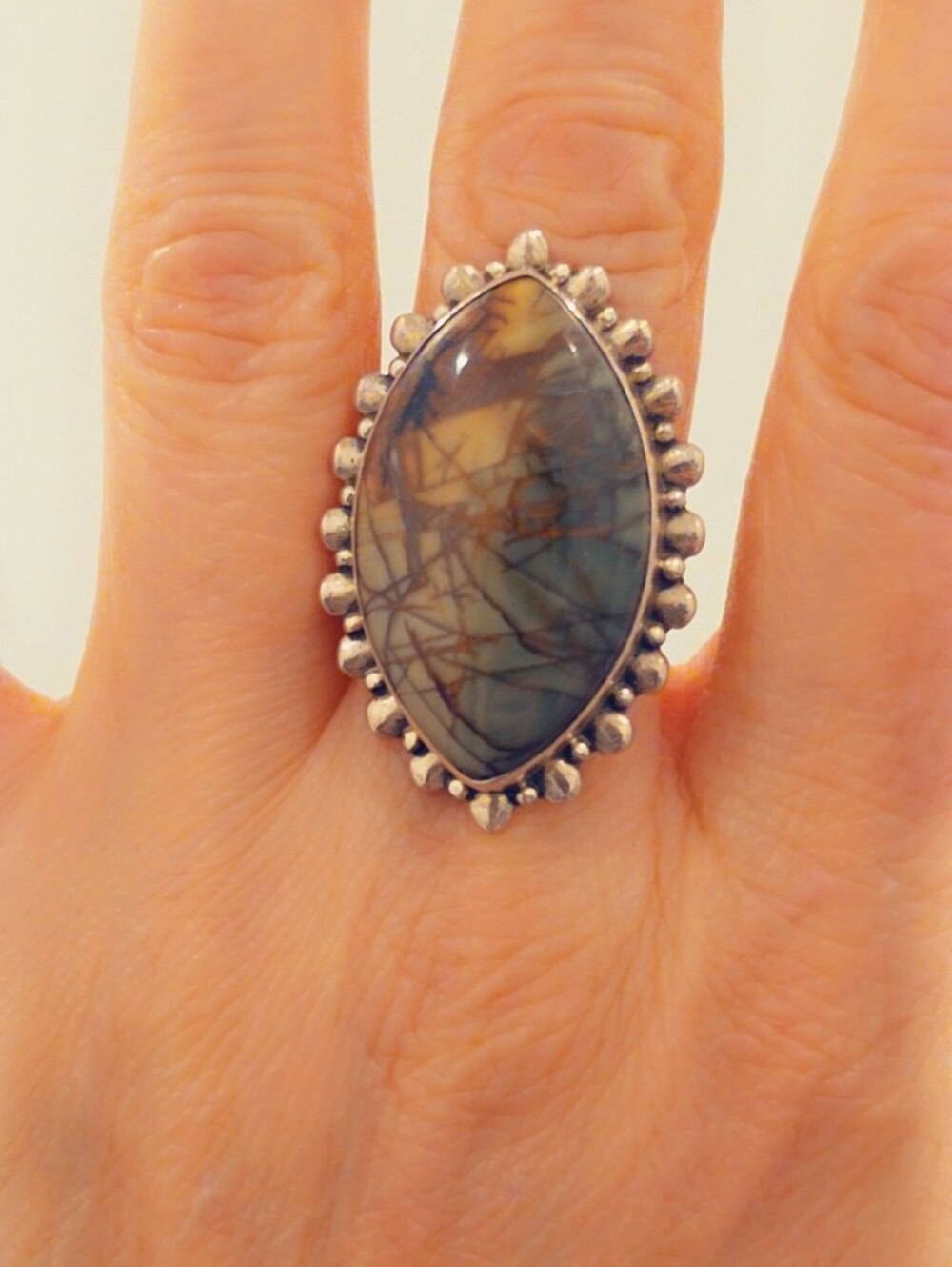 Sterling Silver 925 Jasper Gemstone Ring Sz 7